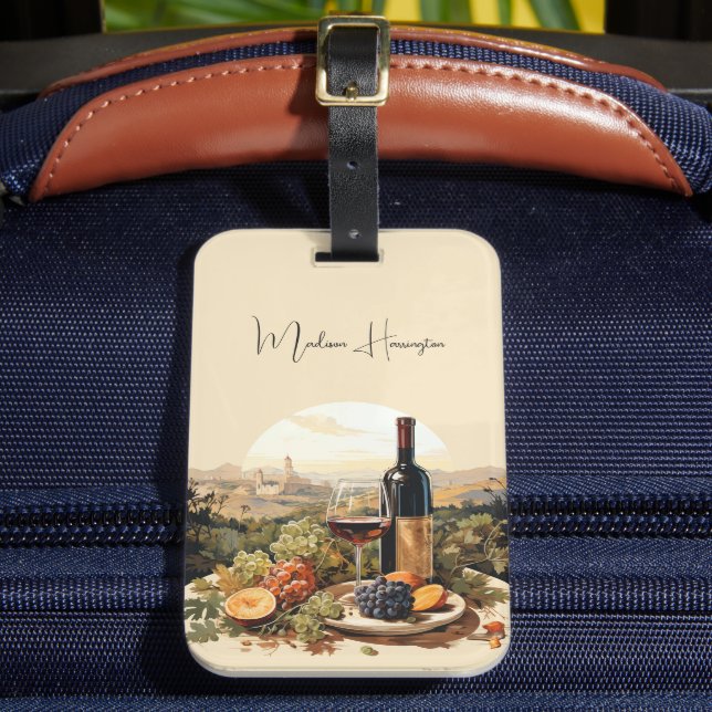 Custom Name Wine Lover's Luggage Tag (Front Insitu 2)