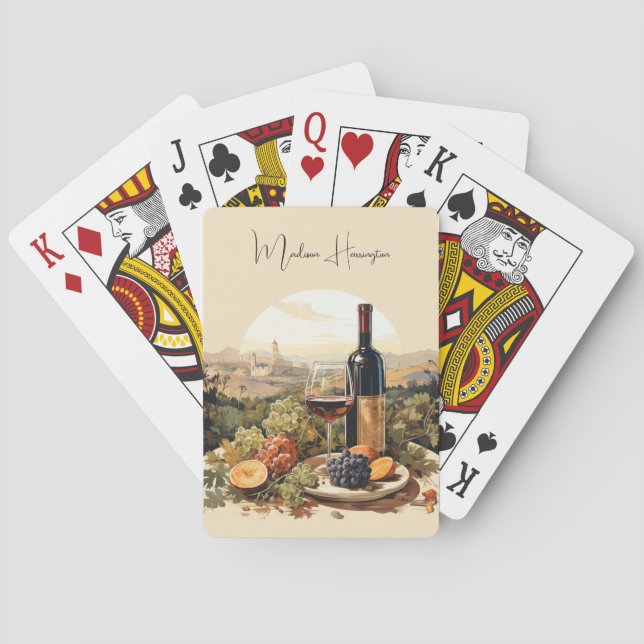 Custom Name Wine Lover's Playing Cards (Back)