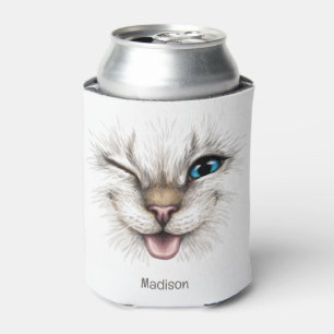 Custom Name Winking Cat Can Cooler