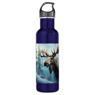 Custom Name Winter Moose 710 Ml Water Bottle