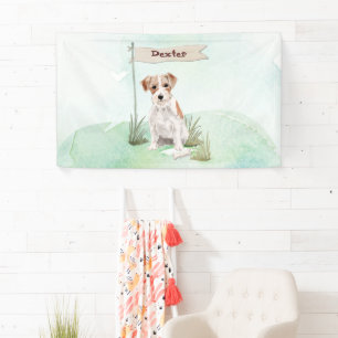Custom Name Wire Haired Jack Russell Pet Dog Banner