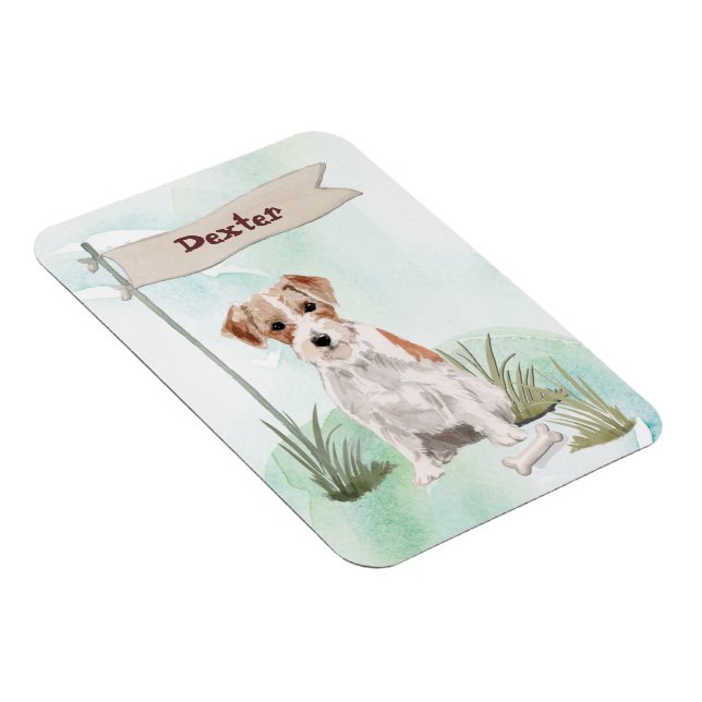 Custom Name Wire Haired Jack Russell Pet Dog Magnet (Right Side)