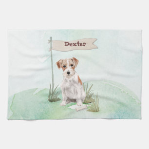 Custom Name Wire Haired Jack Russell Pet Dog Tea Towel