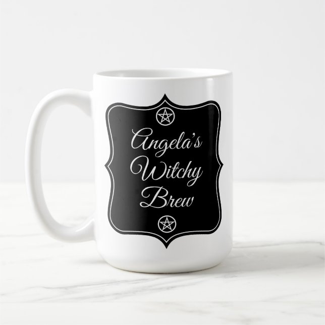 Custom Name Witchy Brew Mug | Kitchen Witch Coffee (Left)