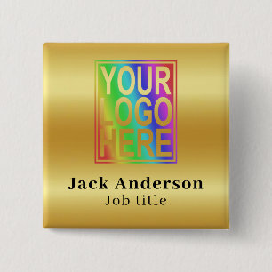 Custom Name With Company Logo 15 Cm Square Badge