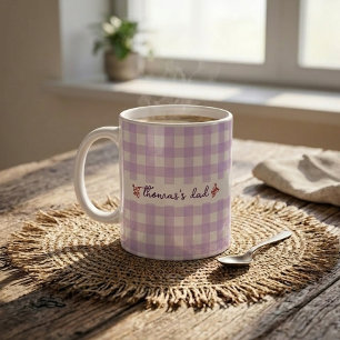 Custom Name with Cute Gingham Pattern Mug for Dad