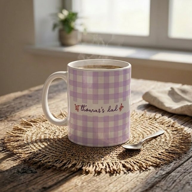Custom Name with Cute Gingham Pattern Mug for Dad (Creator Uploaded)