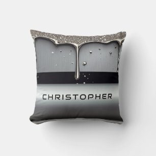 Custom Name With Dripping Liquid Metal Cushion