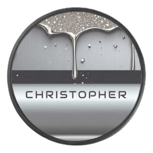 Custom Name With Dripping Liquid Metal Hockey Puck