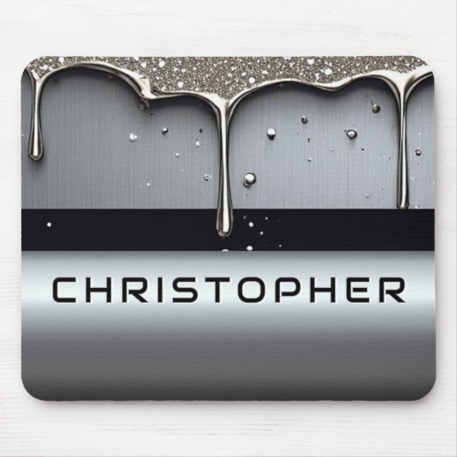 Custom Name With Dripping Liquid Metal Mouse Mat (Front)