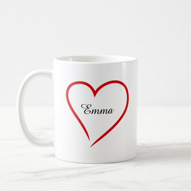Custom Name with Heart –  Valentine's Day  Coffee Mug (Left)