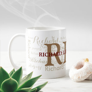 Custom name with initials personalised monogram coffee mug