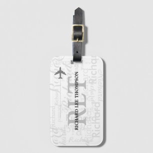 custom name with initials personalised monogram  luggage tag