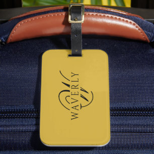 Custom Name with Monogram Stylish Metallic Gold Luggage Tag