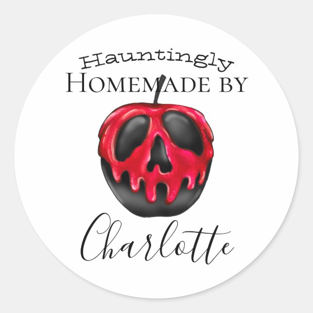 Custom Name with Poison Apple Homemade Halloween Classic Round Sticker (Front)