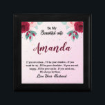 Custom Name with Red Rose Message for Wife Gift Box<br><div class="desc">Surprise your beloved wife with a truly unique and unforgettable gift! Our Custom Name with Red Rose Message artwork features her name beautifully printed with lovely red roses graphic against a pastel pink background. This design is the perfect way to show your love and appreciation for your wife. She will...</div>