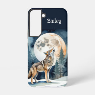 Custom Name Wolf Wolves Howling at the Moon Samsung Galaxy Case