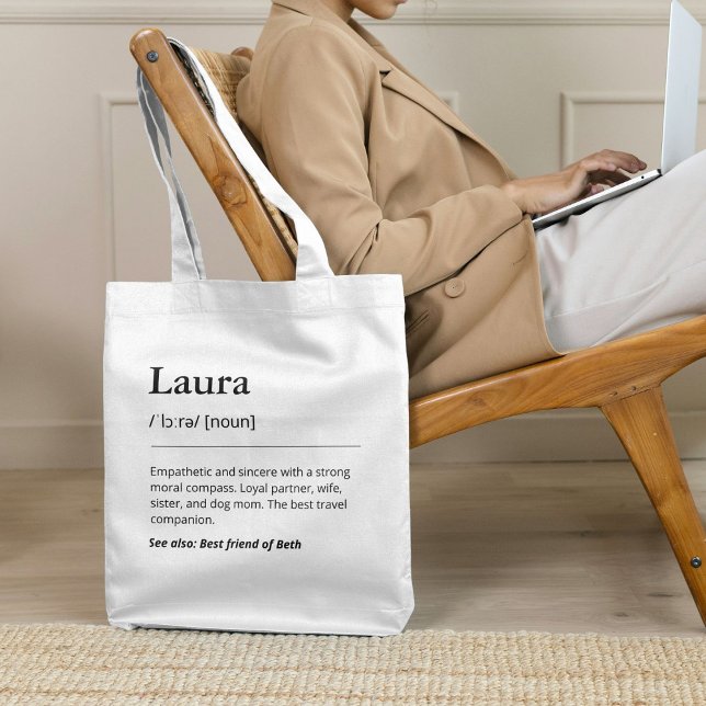 Custom Name Word Definition Modern Funny Tote Bag (Creator Uploaded)