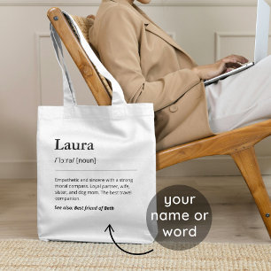 Custom Name Word Definition Modern Funny Tote Bag