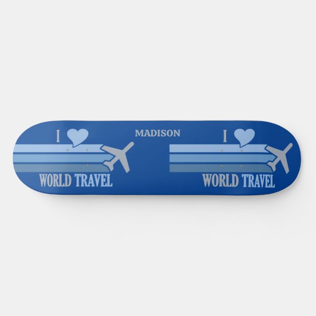 Custom Name World Travel Skateboard (Horz)