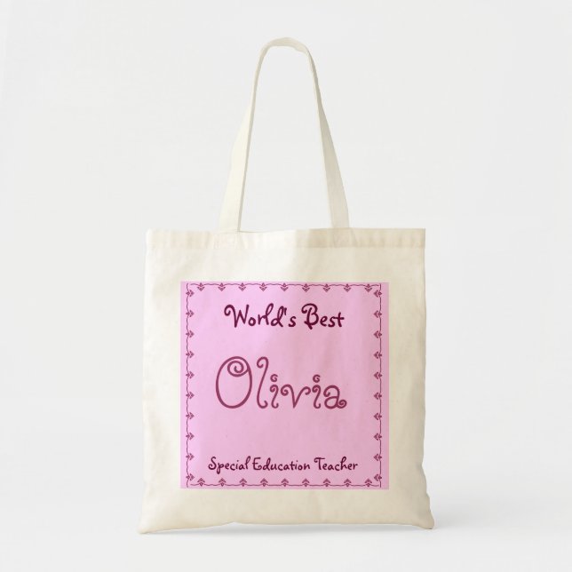 CUSTOM NAME World's Best SPECIAL EDUCATION Teacher Tote Bag (Front)