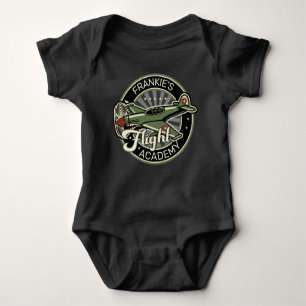 Custom NAME WWII Military Fighter War Plane Retro Baby Bodysuit