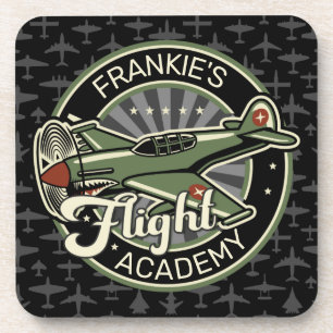 Custom NAME WWII Military Fighter War Plane Retro Coaster