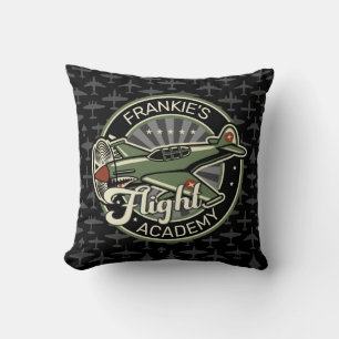 Custom NAME WWII Military Fighter War Plane Retro Cushion