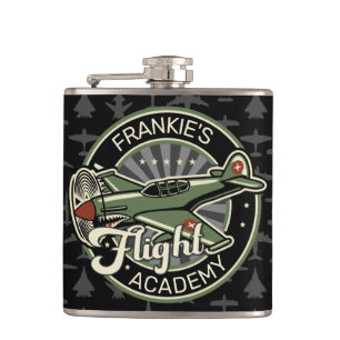 Custom NAME WWII Military Fighter War Plane Retro Hip Flask