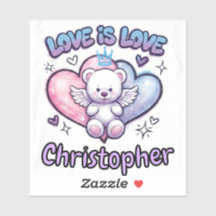 Custom Name Y2K Vinyl Sticker Cute Angel Bear Love