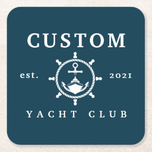 Custom Name Yacht Coaster, Custom Yacht Decor Square Paper Coaster
