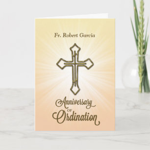 Custom Name & Year, 1st Anniversary of Ordination, Card