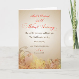 Custom Name & Year 55th Wedding Anniversary, Relig Card