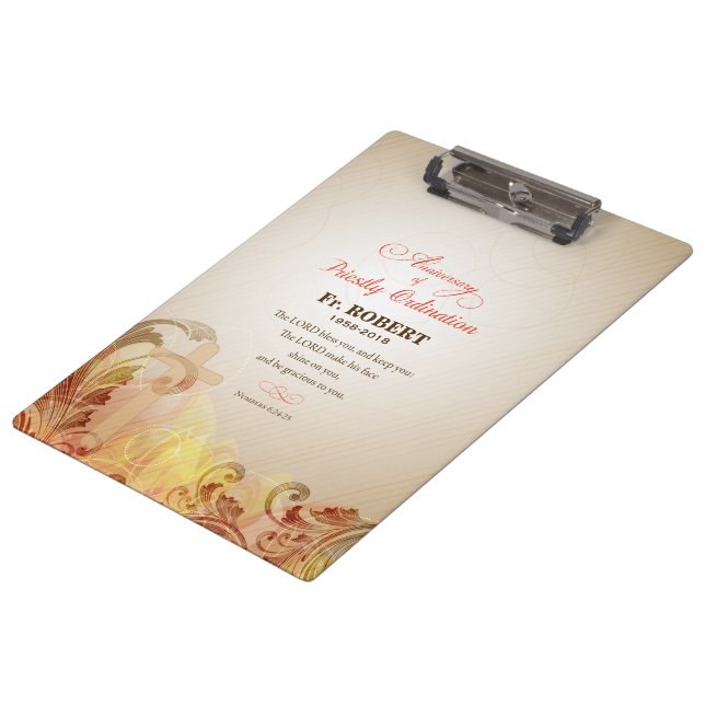 Custom Name & Year, 60th Priestly Ordination Clipboard (Angled)