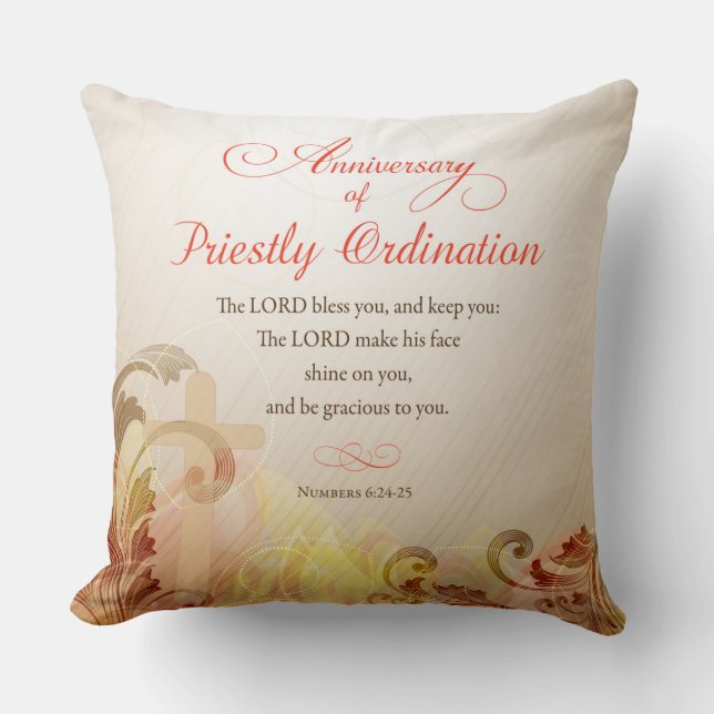 Custom Name & Year, 60th Priestly Ordination Cushion (Front)