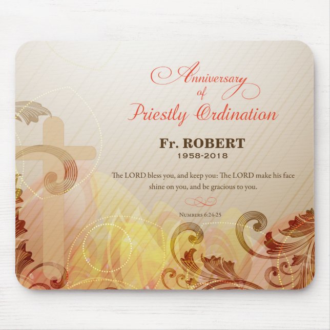 Custom Name & Year, 60th Priestly Ordination Mouse Mat (Front)
