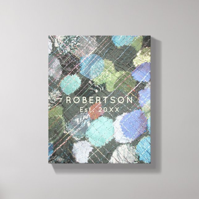 Custom Name Year Abstract Green Blue Colourful  Canvas Print (Front)