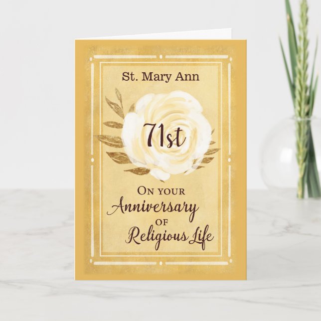 Custom Name & Year Anniversary of Religious Life Card (Front)