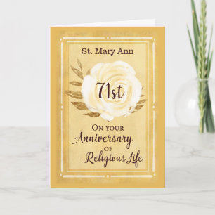 Custom Name & Year Anniversary of Religious Life Card