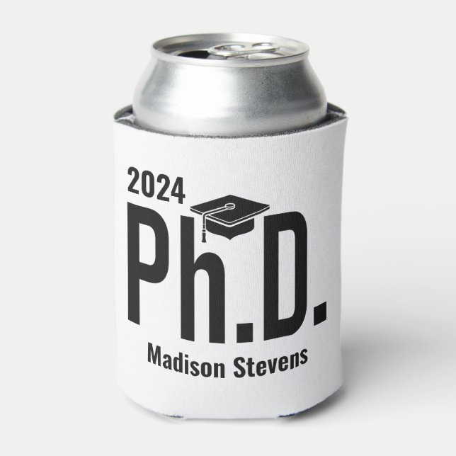 Custom name, year & colour Ph.D. Can Cooler (Can Front)