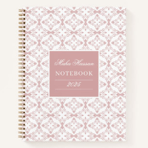 Custom Name & Year Dusty Rose Vector Pattern Notebook