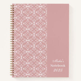 Custom Name & Year Dusty Rose Vector Pattern Notebook