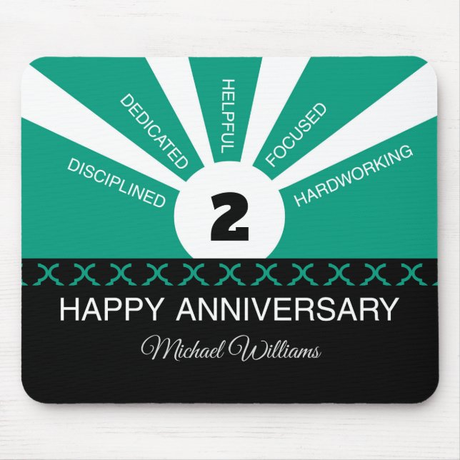 Custom Name & Year, Employee Anniversary Mouse Mat (Front)