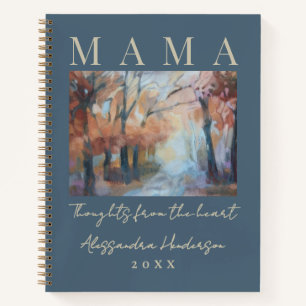 Custom Name Year Mama Thoughts Dusty Blue Boho Notebook