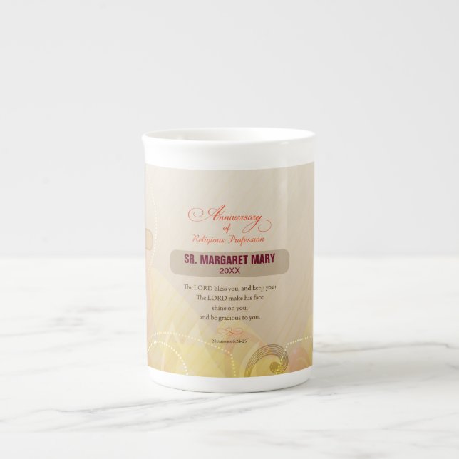 Custom Name & Year Nun, 60th Anniversary Religious Bone China Mug (Front)