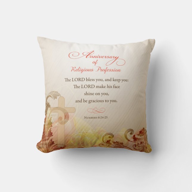 Custom Name & Year Nun, 60th Anniversary Religious Cushion (Front)