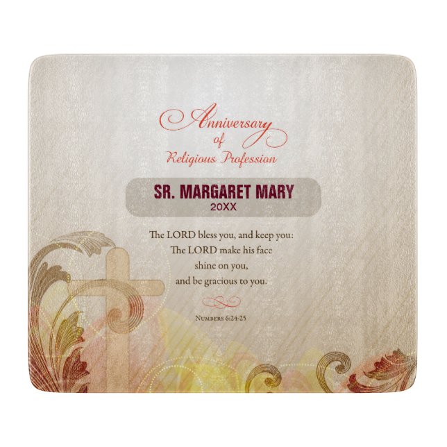Custom Name & Year Nun, 60th Anniversary Religious Cutting Board (Front)