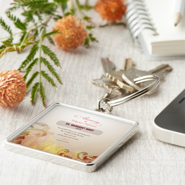 Custom Name & Year Nun, 60th Anniversary Religious Key Ring (Side)