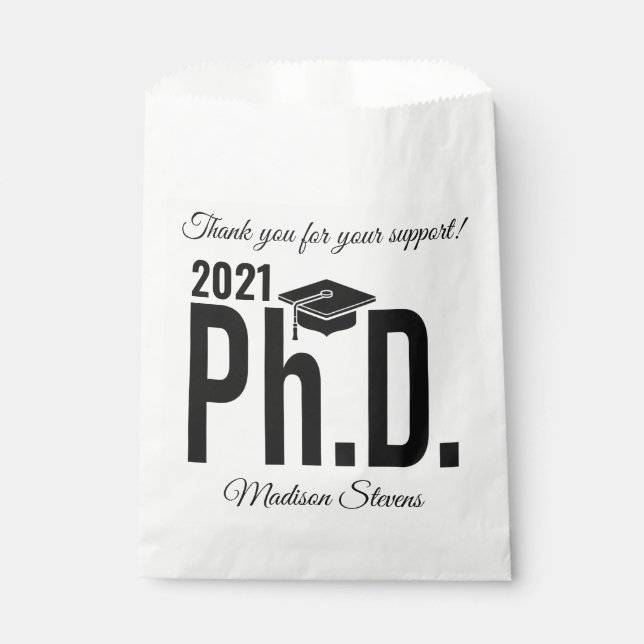 Custom name & year Ph.D. Favour Bags (Front)