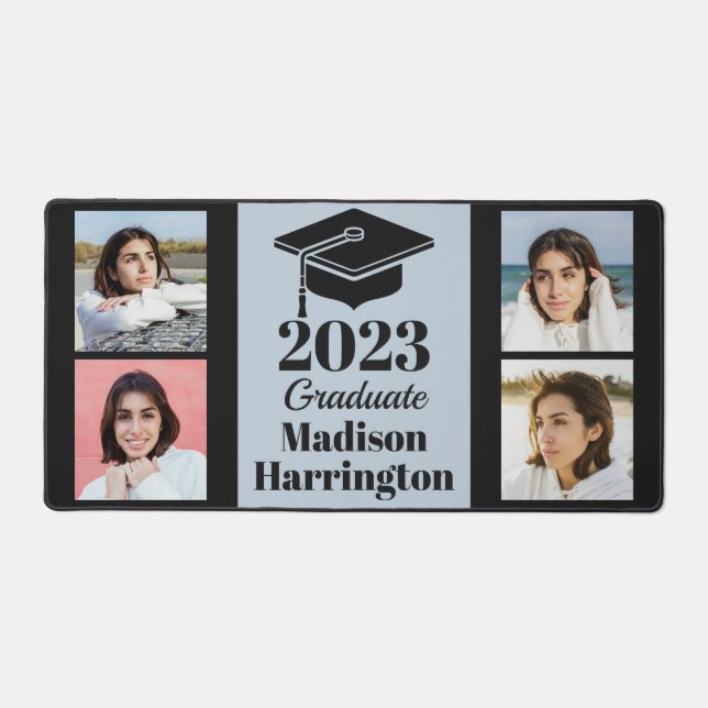 Custom name, year & photos Graduation Desk Mat (Front)